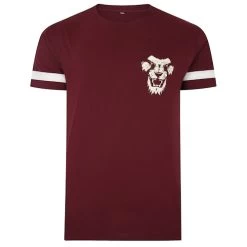 Bigdude Cut & Sew Lion Print T-Shirt Burgundy