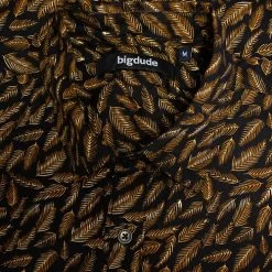 Bigdude Leaf Print Long Sleeve Poplin Shirt Black -Urban Fit Shop 02bfc1cb img 8741