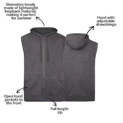 Bigdude Loop Back Sleeveless Hoody Charcoal -Urban Fit Shop 037f3429 bc20sg0120charcoal