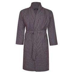Bigdude Woven Check Dressing Gown Burgundy