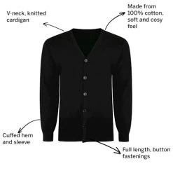 Bigdude Plain V-Neck Knitted Cardigan Black -Urban Fit Shop 056352a7 0