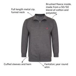 Bigdude Funnel Neck Full Zip Sweatshirt Charcoal -Urban Fit Shop 07e7fc27 033