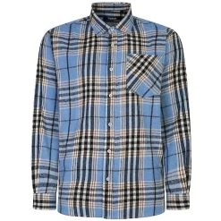 Bigdude Summer Long Sleeve Flannel Shirt Blue Tall