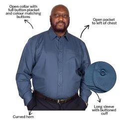 Bigdude Classic Long Sleeve Poplin Shirt Petrol -Urban Fit Shop 09ea6bb3 bd19ls120petrol