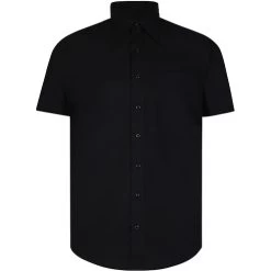 Bigdude Classic Short Sleeve Poplin Shirt Black -Urban Fit Shop 117703c2 m30a6857