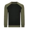 Bigdude Raglan Contrast Crew Neck Sweatshirt Black/Khaki Tall -Urban Fit Shop 11db6ace bd21jmp09206