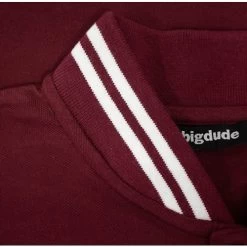 Bigdude Grandad Tipped Collar Polo Shirt Burgundy -Urban Fit Shop 18cbb03f img 7521