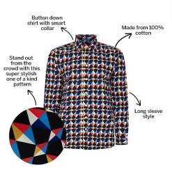 Bigdude Abstract Print Long Sleeve Poplin Shirt Black -Urban Fit Shop 193d7481 bd23ls1520geo