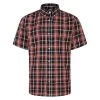 Bigdude Button Down Short Sleeve Check Shirt Brown Tall