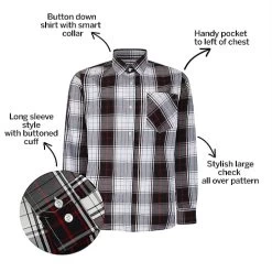 Bigdude Long Sleeve Check Shirt Black Tall -Urban Fit Shop 1aa299b2 bd23ls0620white
