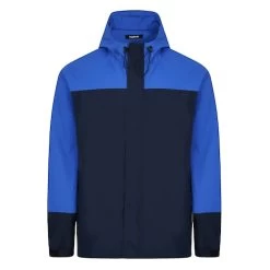 Bigdude Contrast Panel Showerproof Hooded Jacket Navy
