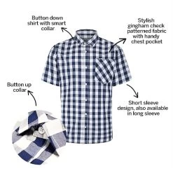 Bigdude Gingham Short Sleeve Shirt Navy -Urban Fit Shop 1d2be7f8 bd23ss0720blue