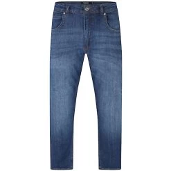 Bigdude Loose Fit Straight Cut Stretch Jeans Mid Wash
