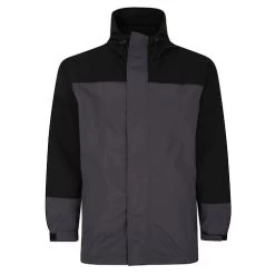Bigdude Contrast Panel Showerproof Hooded Jacket Black/Charcoal