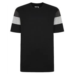 Bigdude Cut & Sew Contrast Sleeve T-Shirt Black