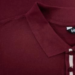 Bigdude Contrast Stripe Placket With Tipped Cuff Polo Shirt Burgundy -Urban Fit Shop 262648ae img 8442