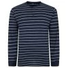 Bigdude Striped Long Sleeve Grandad T-Shirt Navy/Grey