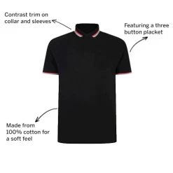 Bigdude Contrast Pique Polo Shirt Black -Urban Fit Shop 28fc1aa3 031
