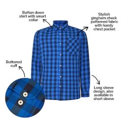 Bigdude Gingham Long Sleeve Shirt Blue -Urban Fit Shop 2e0f014f bd23ls0720blue20ee