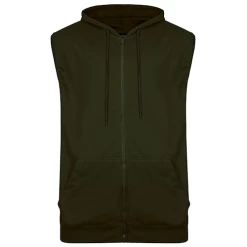 Bigdude Loop Back Sleeveless Hoody Khaki Tall