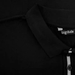 Bigdude Contrast Stripe Placket With Tipped Cuff Polo Shirt Black -Urban Fit Shop 3082d0fb img 8457