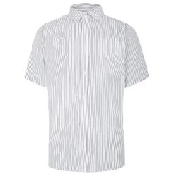 Bigdude Striped Short Sleeve Shirt Grey/White
