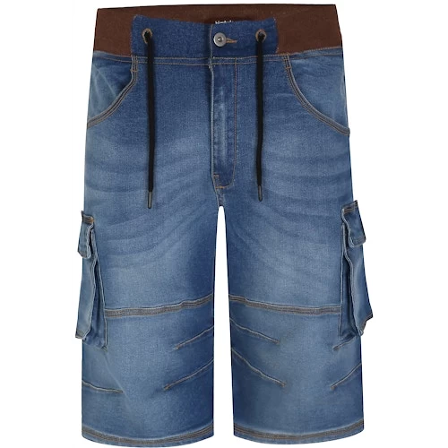 Bigdude Jersey Waistband Denim Shorts Light Wash 4 Bigdude Jersey Waistband Denim Shorts Light Wash - Image 2