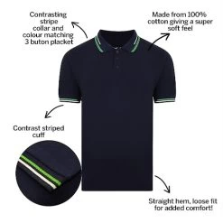 Bigdude Designer Tipped Polo Shirt Navy -Urban Fit Shop 363f9324 bd21p0420navy