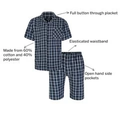 Bigdude Woven Checked Pyjama Set Navy/Blue -Urban Fit Shop 37d48eb5