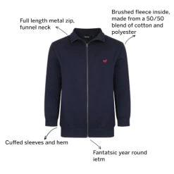 Bigdude Funnel Neck Full Zip Sweatshirt Navy 8 Bigdude Funnel Neck Full Zip Sweatshirt Navy -Urban Fit Shop 38e98e10 032