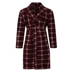 Bigdude Check Fleece Dressing Gown Burgundy