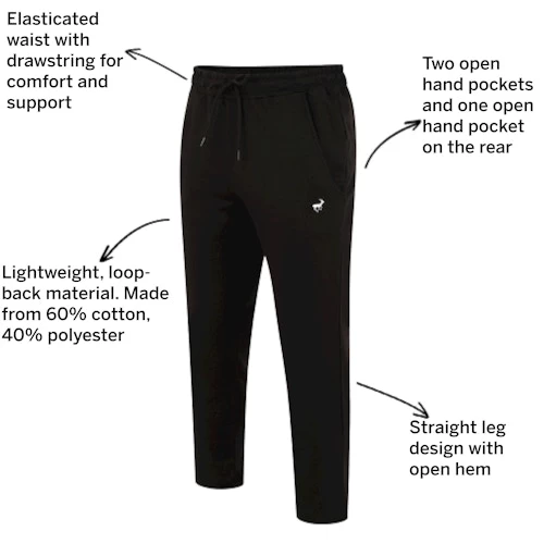 Bigdude Open Hem Loop Back Joggers Black 5 Bigdude Open Hem Loop Back Joggers Black - Image 3