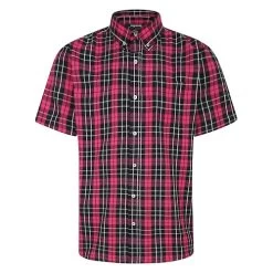 Bigdude Short Sleeve Check Shirt Magenta
