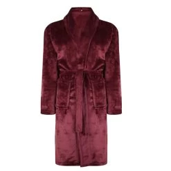 Bigdude Plain Fleece Dressing Gown Burgundy