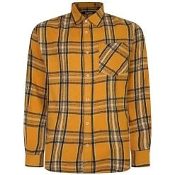 Bigdude Summer Long Sleeve Flannel Shirt Yellow Tall