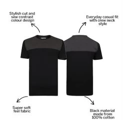 Bigdude Cut & Sew 2 Tone T-Shirt Black/Charcoal -Urban Fit Shop 3ed04363 bd21ts0520black
