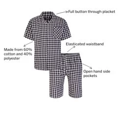 Bigdude Woven Checked Pyjama Set Navy/White -Urban Fit Shop 40cf3dd5 2
