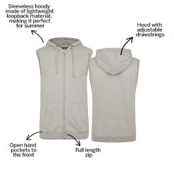 Bigdude Loop Back Sleeveless Hoody Grey Marl Tall -Urban Fit Shop 443b93b0 bc20sg0120grey