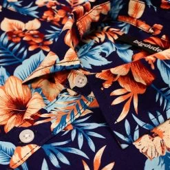 Bigdude Floral Short Sleeve Poplin Shirt Navy -Urban Fit Shop 474aee87 img 8763