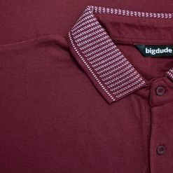 Bigdude Jacquard Collar Polo Shirt Burgundy -Urban Fit Shop 47c92f15 img 8200