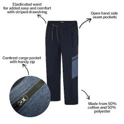 Bigdude Contrast Pocket Cargo Joggers Navy -Urban Fit Shop 4aef3409 bd23j0620blue