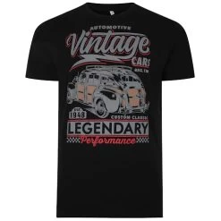 Bigdude Vintage Car Print T-Shirt Black