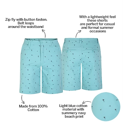 Bigdude Summer Print Chino Shorts Light Blue 5 Bigdude Summer Print Chino Shorts Light Blue - Image 3
