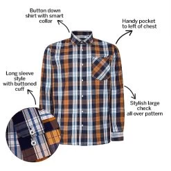 Bigdude Long Sleeve Check Shirt Orange Tall -Urban Fit Shop 4d3a0986 bd23ls0620orange