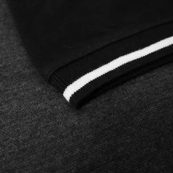 Bigdude Colour Block Zipped Polo Shirt Black/Charcoal Tall -Urban Fit Shop 4d54172b img 8685