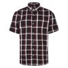 Bigdude Button Down Short Sleeve Check Shirt Burgundy Tall