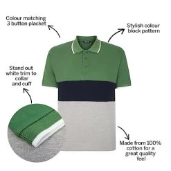Bigdude Colour Block Pique Polo Deep Green -Urban Fit Shop 4f3fdafc bd22p1820geen