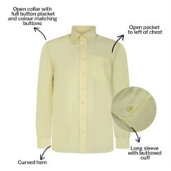 Bigdude Classic Long Sleeve Poplin Shirt Lemon -Urban Fit Shop 509b91c7 bd19ls120yellow