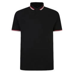 Bigdude Contrast Pique Polo Shirt Black