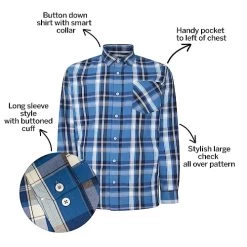Bigdude Long Sleeve Check Shirt Blue Tall -Urban Fit Shop 55216be0 bd23ls0620blue